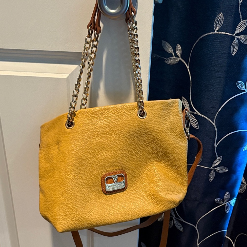 Yellow Leather Chain Shoulder Bag